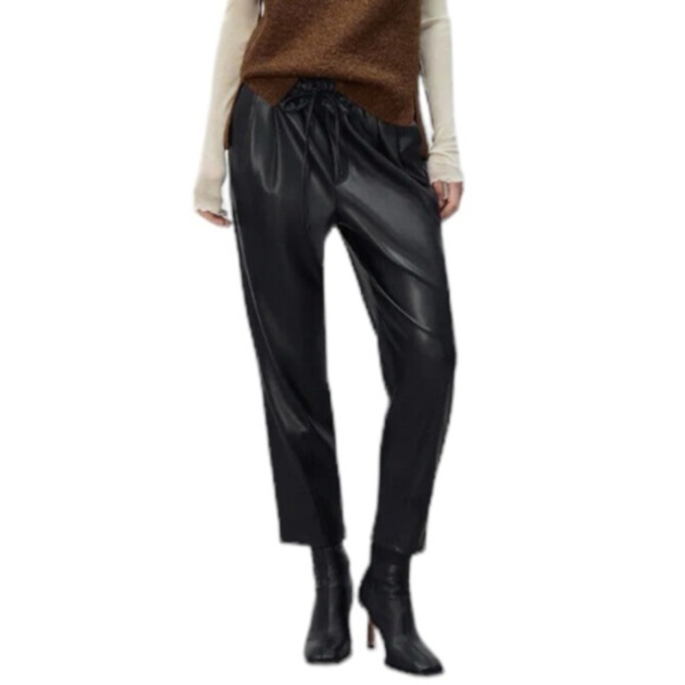 Zara Faux Leather The Weekend Pant size XS in Black